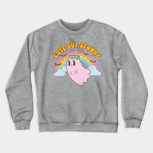 Retro Pink Kawaii Halloween Ghost Cute but Spooky Preppy Crewneck Sweatshirt